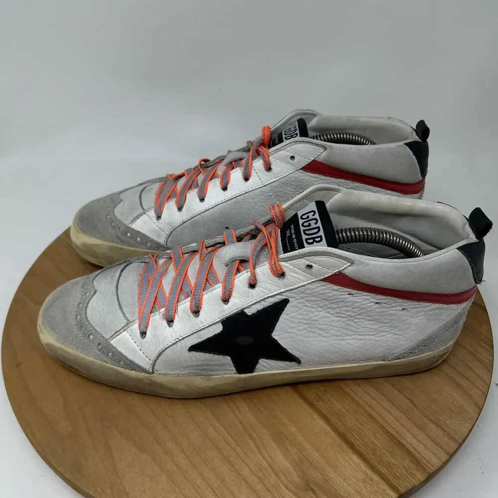 Golden Goose Shoes Men 9 Midstar White Leather Star Italy Sneakers Luxury